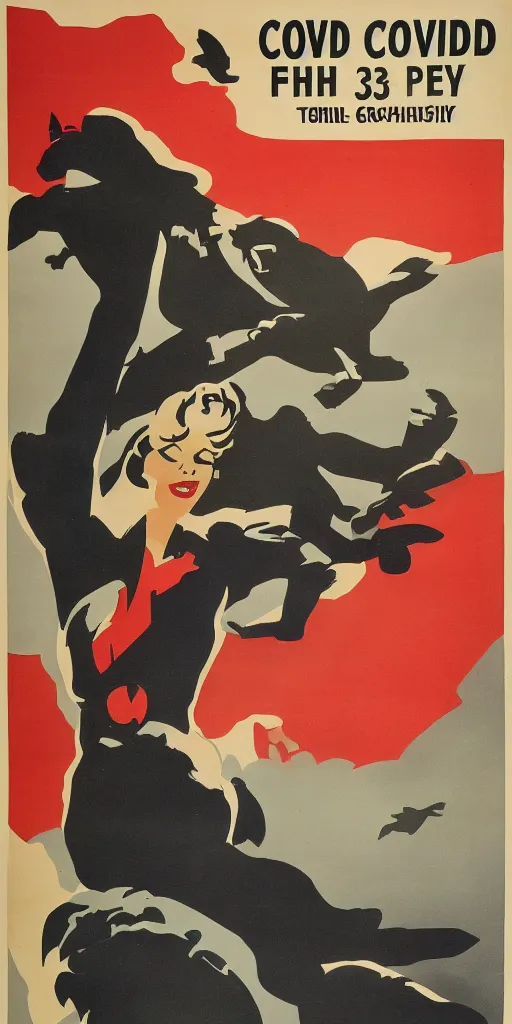 Image similar to 1 9 4 0 s us propaganda poster about covid - 1 9. no text.