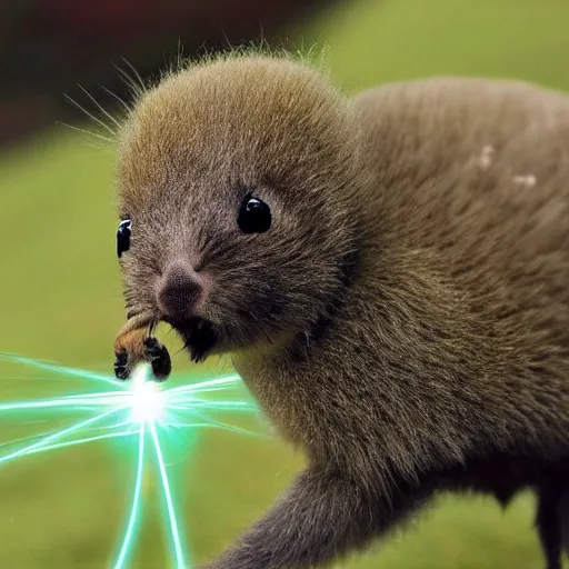 Prompt: new zealand animal kiwi shooting lasers out of its eyes