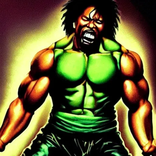 Prompt: odb from wutang is the incredible hulk by