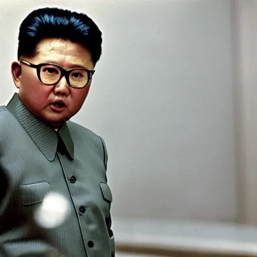 Image similar to Kim Jong-il as James Bond, 35mm, cinémascope, thriller