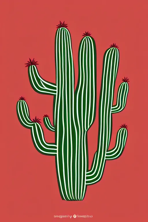 Image similar to minimalist boho style art of a cactus, illustration, vector art