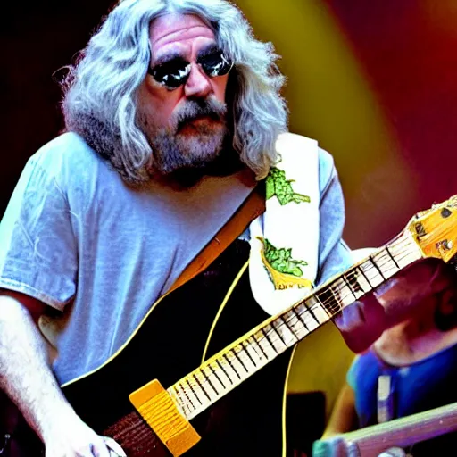 Image similar to trey anastatio pretending to be jerry garcia