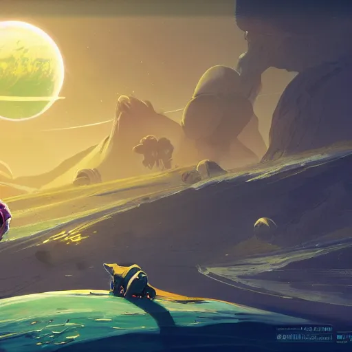 Image similar to gek enjoying nipnip in no man's sky digital art in the style of greg rutkowski and craig mullins, 4 k