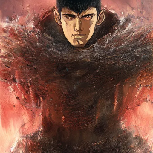 Image similar to portrait of guts from berserk,, extremely detailed, made by wlop and maxwell boas