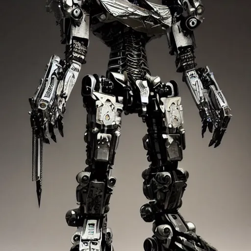 Image similar to cinematic still in westworld and pacific rim movie and real steel movie, slim full body stunning intricate mega mech by fujioka kenki, slim full body ornate intricate mega mech by mamoru nagano