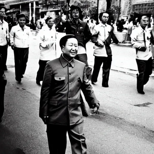 Image similar to mao zedong in a pride parade, photography, street, lgbt,
