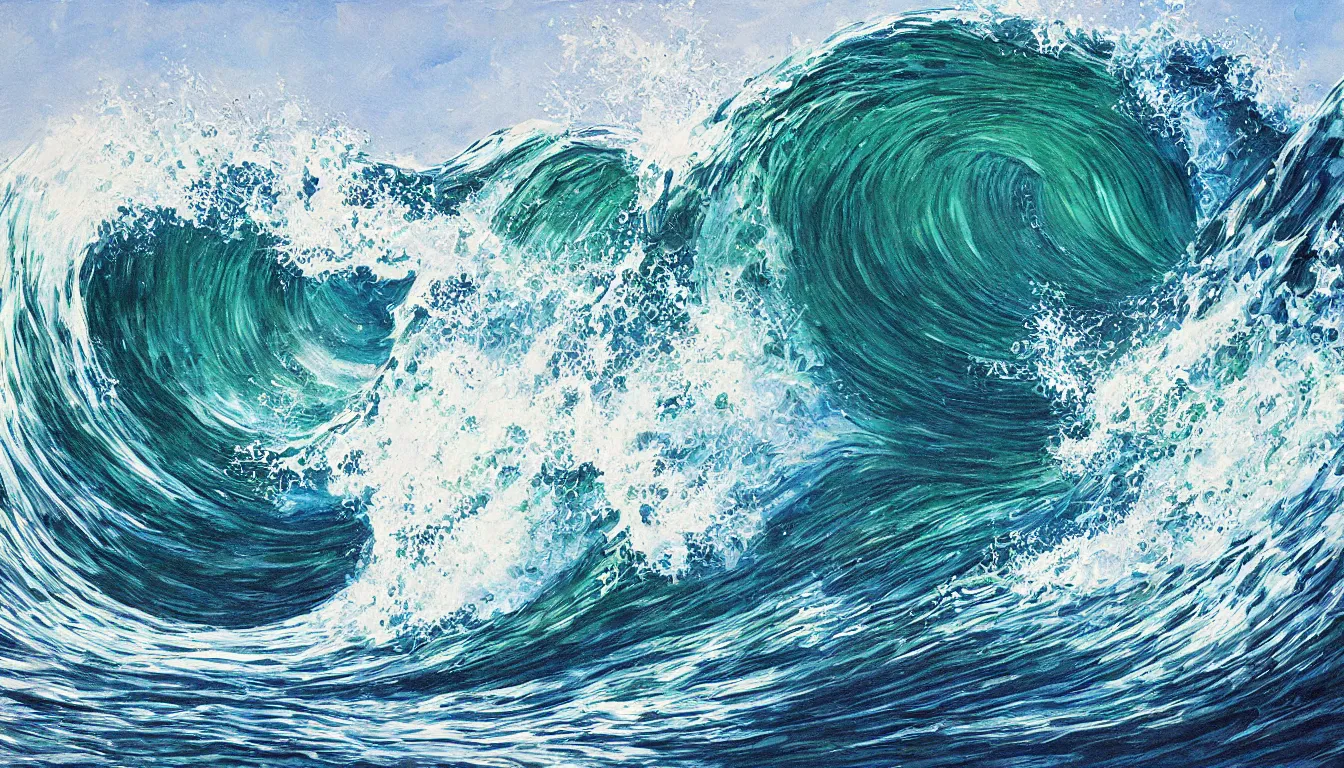 Prompt: ocean wave barrel, photorealistic painting