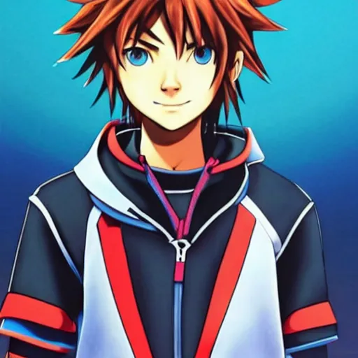 Prompt: sora from kingdom hearts as a character of neon genesis evangelion, hideaki anno