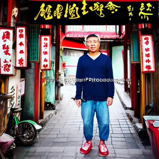Prompt: portrait in jiufen taiwan professional portrait photo
