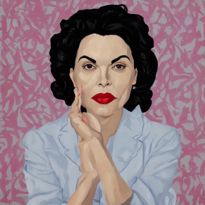 Prompt: a portrait of sherilyn fenn, dramatic, fantastic, dreamy, by kehinde wiley, by amy sherald