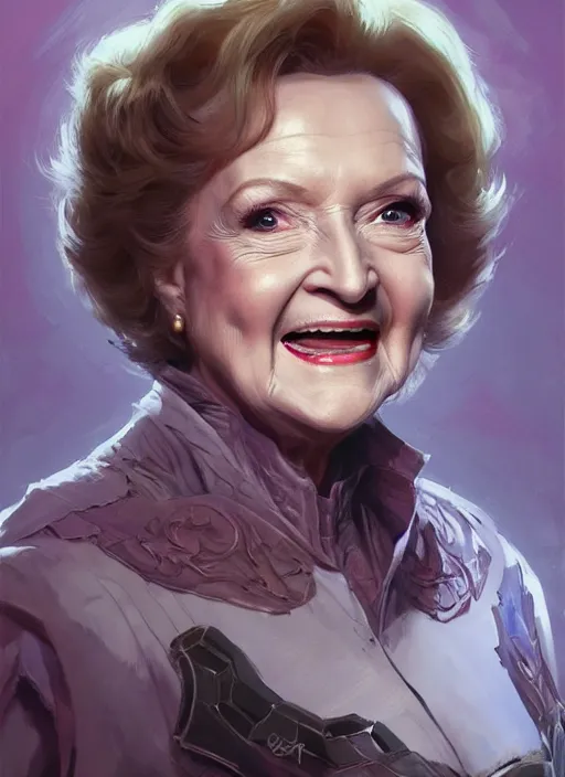 Image similar to Portrait of Betty White, marvel comics, dark, intricate, highly detailed, smooth, artstation, digital illustration by Ruan Jia and Mandy Jurgens and Artgerm and Wayne Barlowe and Greg Rutkowski and Frank Frazetta