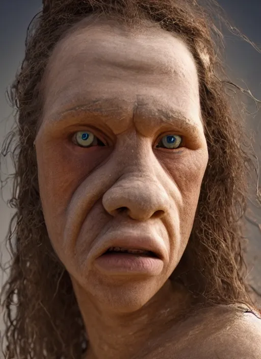 Image similar to closeup portrait of a neanderthal woman, depth of field, zeiss lens, detailed, symmetrical, centered, fashion photoshoot, by Annie Leibovitz and Steve McCurry, David Lazar, Jimmy Nelsson, Breathtaking, 8k resolution, extremely detailed, beautiful, establishing shot, artistic, hyperrealistic, beautiful face, octane render