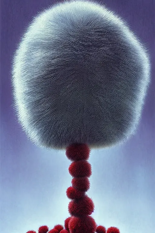 Prompt: a pompom tree viewed from a low angle, digital illustration by chris van allsburg and artgerm, intricate details, surreal, photorealistic, award winning