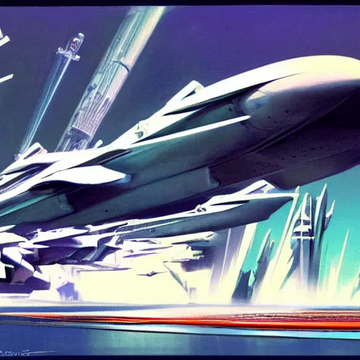 Prompt: Aircraft carrier sci-fi concept art, neo futurism, by Syd Mead