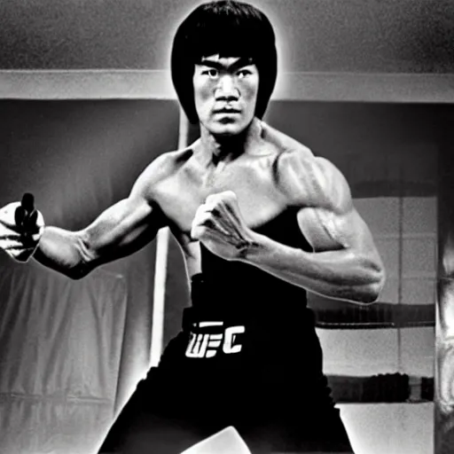 Prompt: Bruce Lee in the UFC,