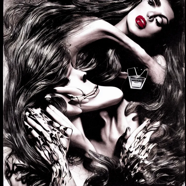 Image similar to fragrance advertising campaign by bernie wrightson