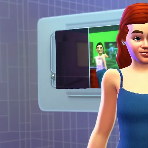 Prompt: younger julianna rose mauriello as a sims from the sims 4