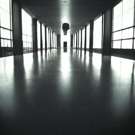 Image similar to Beautiful cameraphone 2005 soft liminal Photograph of an infinite dark hallway pool