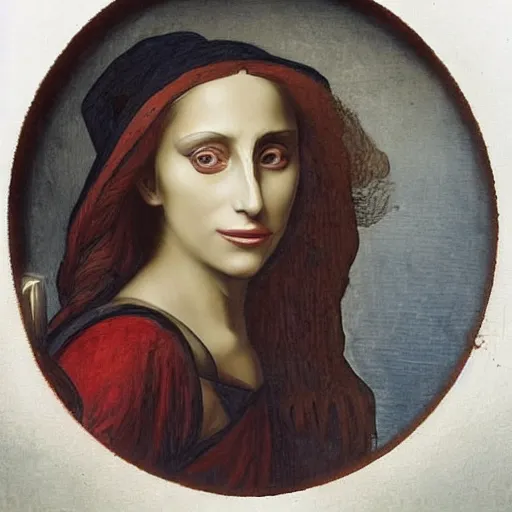 Image similar to lady gaga painted by leonardo da vinci