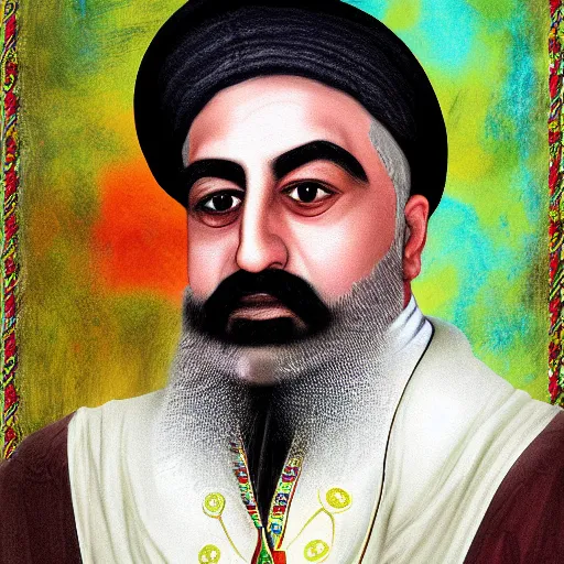 Prompt: portrait of a qajar man, digital art