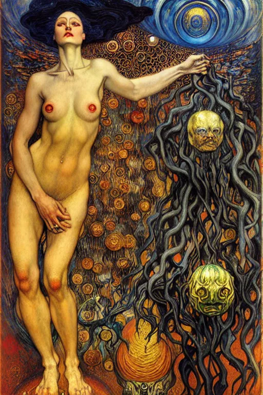 Image similar to Divine Chaos Engine by Karol Bak, Jean Delville, William Blake, Gustav Klimt, and Vincent Van Gogh, symbolist, visionary