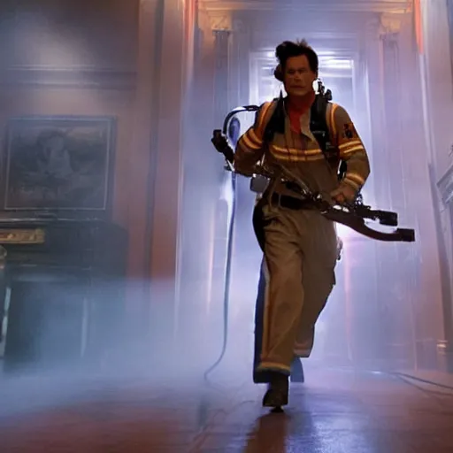 Prompt: Jonny Depp as a Ghostbuster in the movie Ghostbusters movie still 8k hdr
