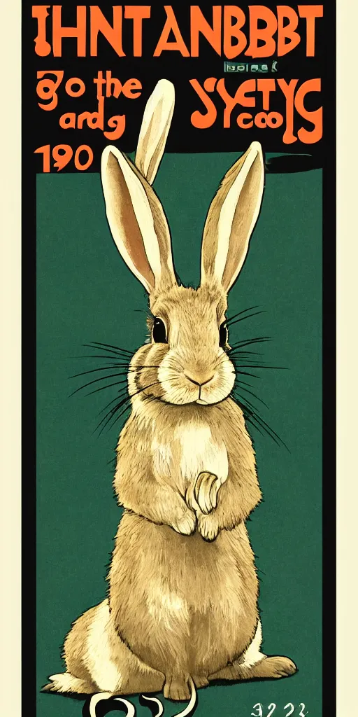 Image similar to a rabbit in the style of a 1 9 2 0 s poster