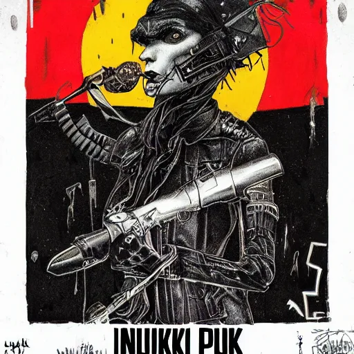 Image similar to punk album cover, black, white, orange, psychedelic, new age, magic, enki bilal