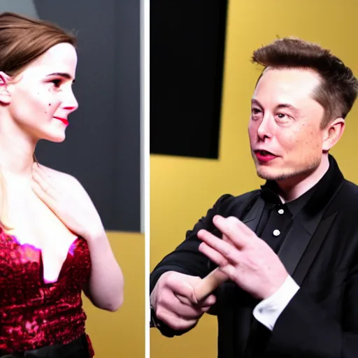 Image similar to elon musk doing makeup to emma watson award winning photography