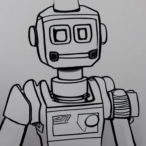 robot coloring book page, Pencil Sketch, Cartoon - Arthub.ai