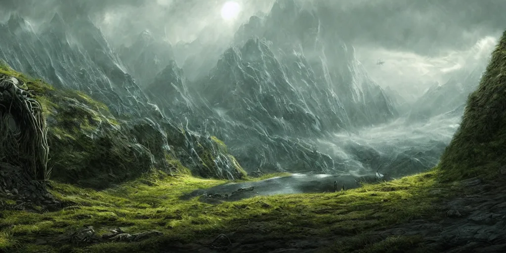 Prompt: an environmental concept art of the lord of the rings, highly detailed, environmental light, cinematic by francis tneh