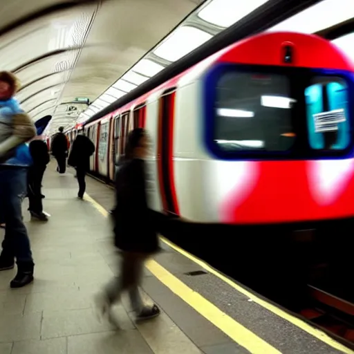 Prompt: there are ghosts riding london underground trains