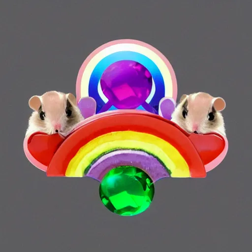 Image similar to rainbow gems in the shape of a hamster