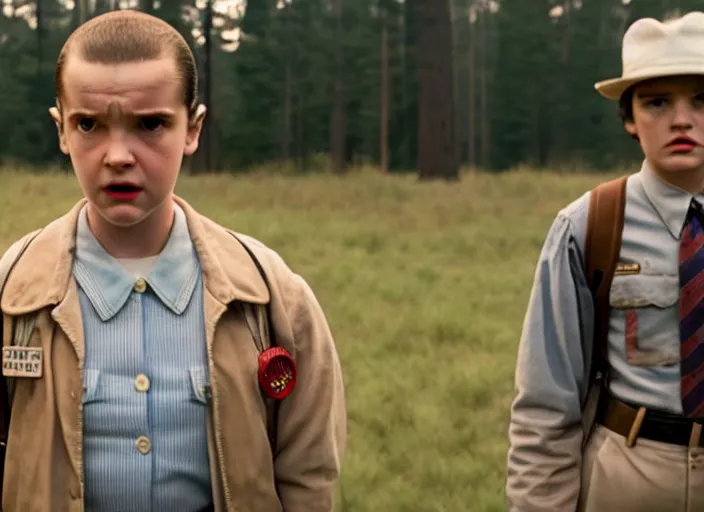 Prompt: film still of jim hopper as eleven in stranger things, 8 k