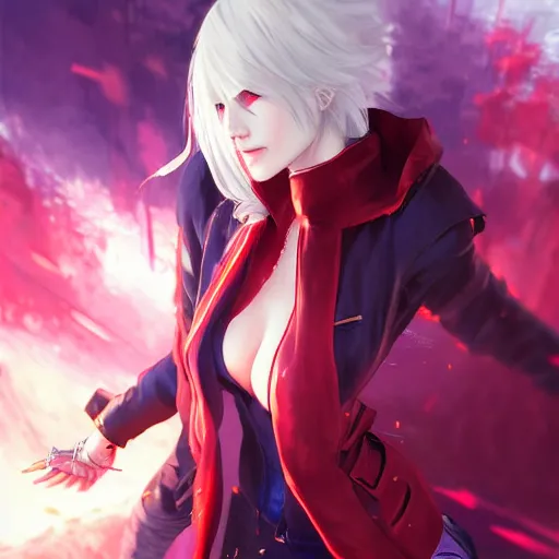 Image similar to beautiful anime art of Mary from devil may cry by WLOP, rossdraws, Logan Cure, Mingchen Shen, BangkuART, sakimichan, yan gisuka, JeonSeok Lee, zeronis, Chengwei Pan on artstation