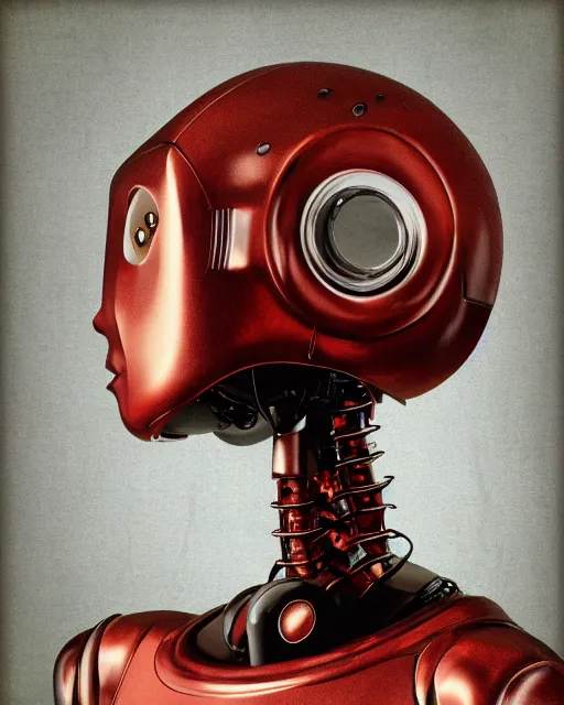 Prompt: portrait of a vintage robot, realistic