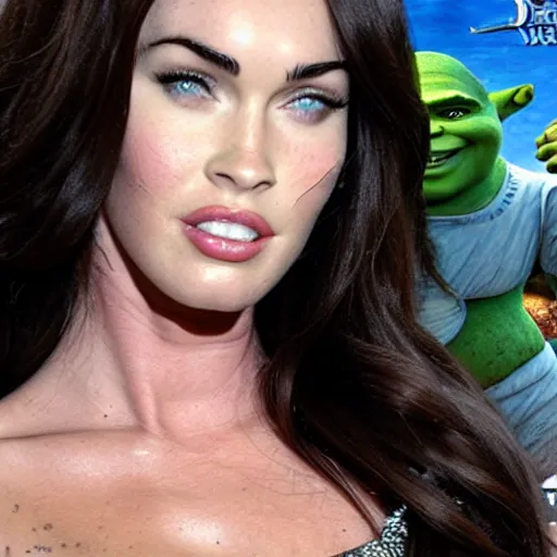 Prompt: megan fox, shrek