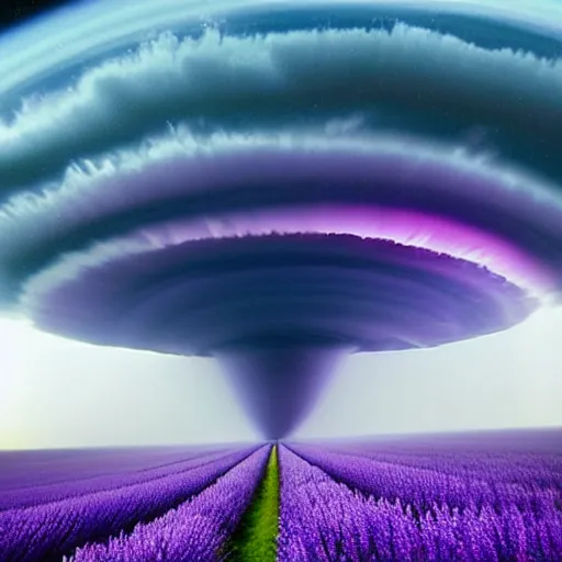 Image similar to amazing photo of a purple tornado in the shape of a funnel in the sky by marc adamus, digital art, beautiful dramatic lighting