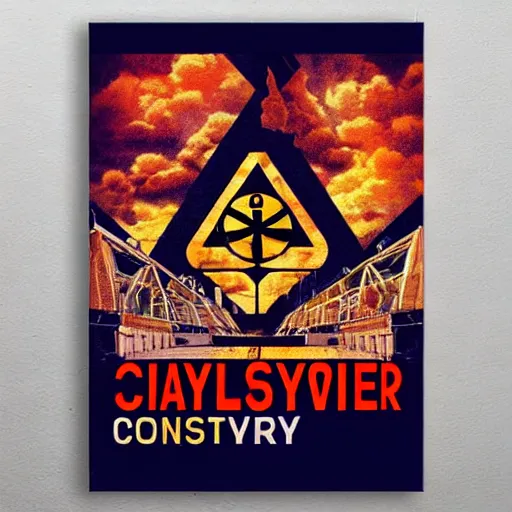 Image similar to calico majesty conquest of radioactive chernobyl power plant psychedelic poster