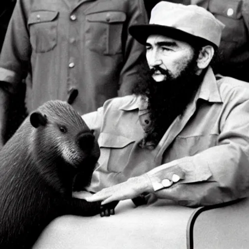 Image similar to Fidel Castro as a Capybara