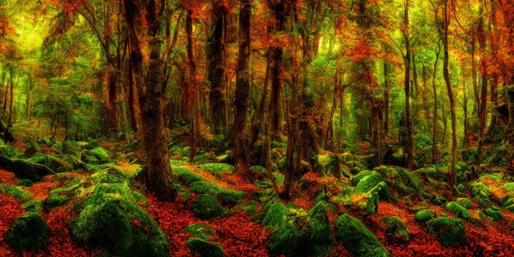 Prompt: mountain forest, digital art, hd wallpaper