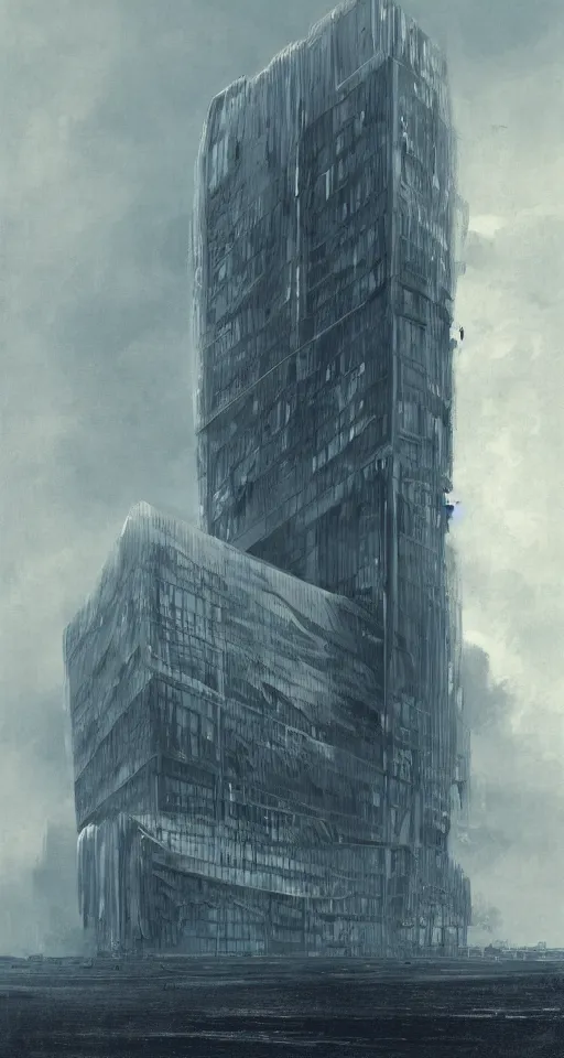 Image similar to huge futuristic building, illustration by peder balke, detailed, sharp, 8 k