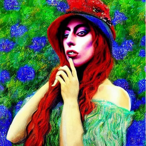 Image similar to lady gaga painted by monet