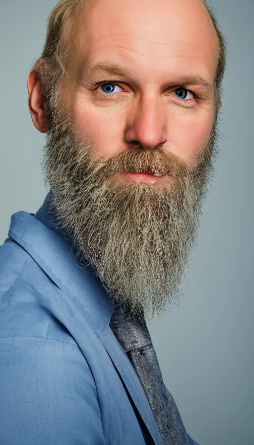 Image similar to Blue eyed blond balding bearded middle aged man corporate portait, headshot, profile