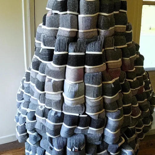 Image similar to a tree made of socks