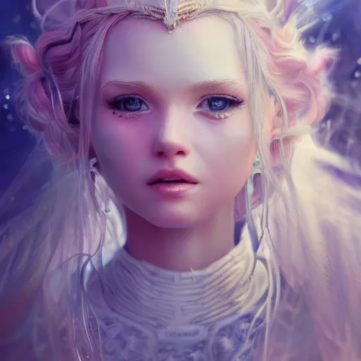 Image similar to detailed concept art illustration pastel painting of a beautiful Disney warrior princess in full intricate clothing, ultra detailed, digital art, octane render, 4K, dystopian, micro details