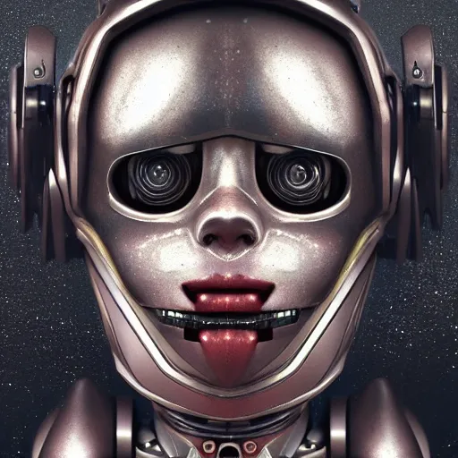 Image similar to a robot face with eyes made out of planets, shiny metal and rusty metal, mech, cyberpunk, artstation, hyperrealism, award winning digital art, photoshop contest winner, futuristic