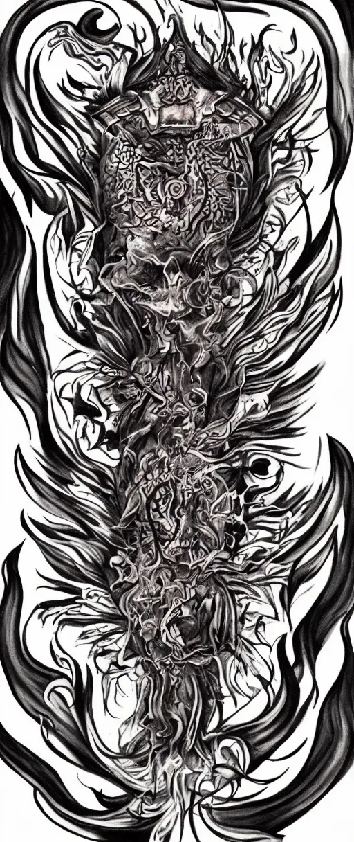 Image similar to eternal peyote fire, awardwinning tattoo concept art on white background