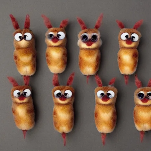 Prompt: photo of longfurbies made out of beef. The texture of their skin is like steak