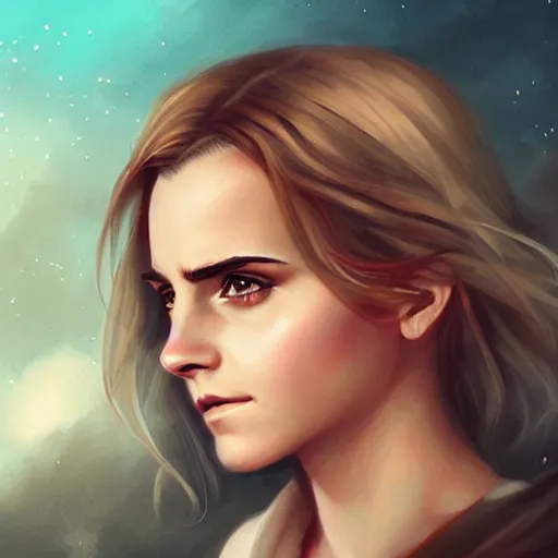 Prompt: a portrait of emma watson in a scenic environment by charlie bowater